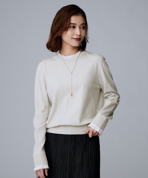 UNTITLED / アンタイトル ニット・セーター | 【フリル取り外し可/きれいめエレガント】フリルシャツレイヤード風ニット | 詳細3