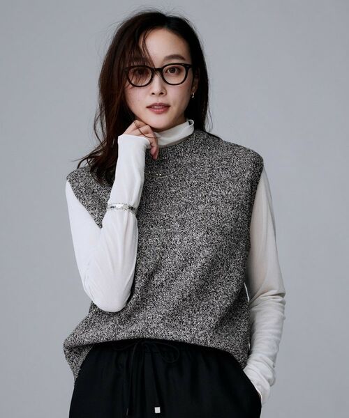 UNTITLED / アンタイトル ベスト | 【重ね着レイヤードに】杢調ニットベスト(ブラック(419))