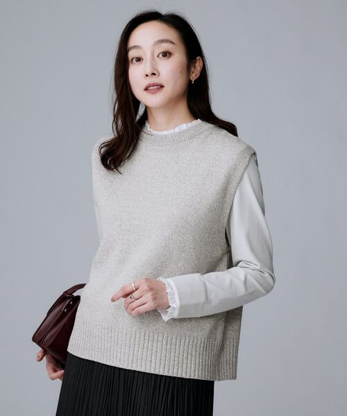 UNTITLED / アンタイトル ベスト | 【重ね着レイヤードに】杢調ニットベスト(グレー(412))