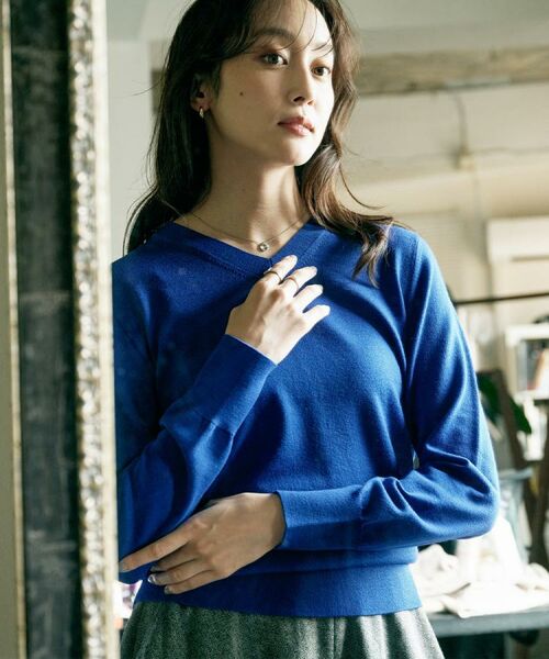 UNTITLED/アンタイトル 【洗える/ウール100%】Vネックウールニット ブルー(093) 48(5L) UNTITLED/アンタイトル 【洗える/ウール100%】Vネックウールニット ブルー(093) 48(5L)