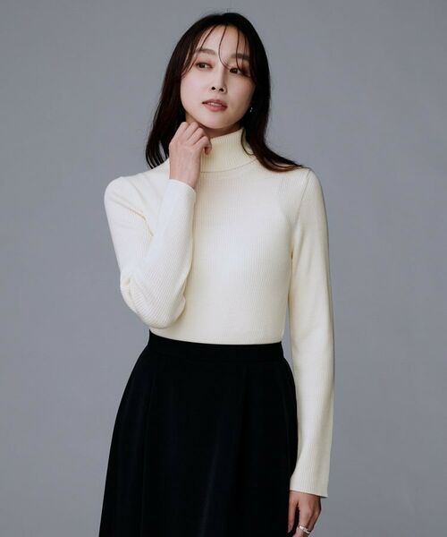 UNTITLED / アンタイトル ニット・セーター | 【洗える/アンサンブル可能/ウール100%】リブタートルネックウールニット | 詳細2