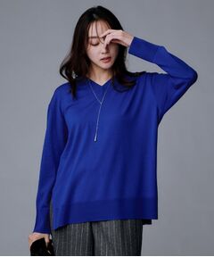 UNTITLED / アンタイトル ニット・セーター | 【洗える/薄手/ウール100%】Vネックロングウールニット