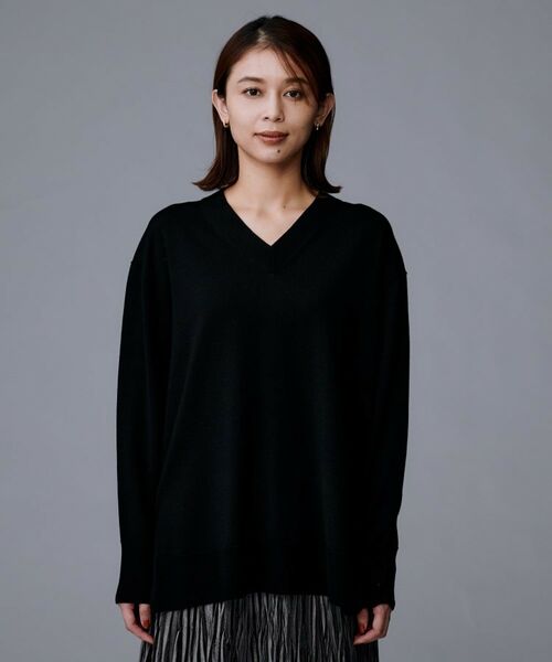 UNTITLED / アンタイトル ニット・セーター | 【洗える/薄手/ウール100%】Vネックロングウールニット | 詳細15