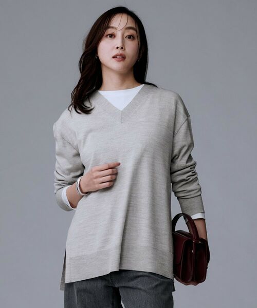 UNTITLED / アンタイトル ニット・セーター | 【洗える/薄手/ウール100%】Vネックロングウールニット | 詳細2