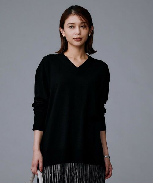 UNTITLED / アンタイトル ニット・セーター | 【洗える/薄手/ウール100%】Vネックロングウールニット | 詳細6