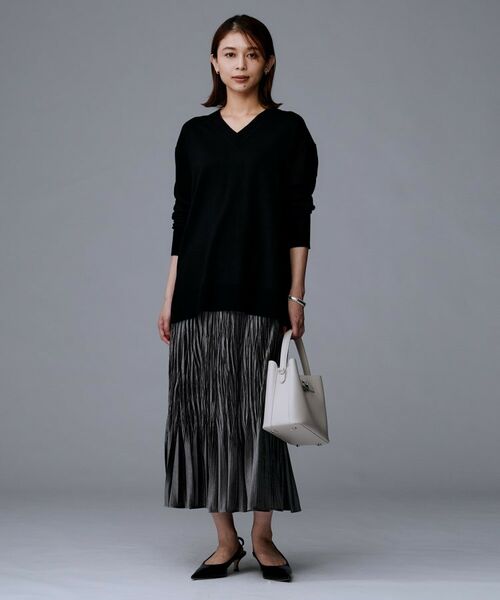 UNTITLED / アンタイトル ニット・セーター | 【洗える/薄手/ウール100%】Vネックロングウールニット | 詳細8