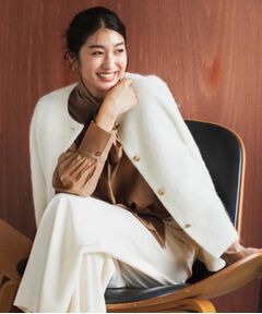 UNTITLED / アンタイトル カーディガン・ボレロ | 【ジャケット風/メタルボタン】アルパカ混シャギーカーディガン