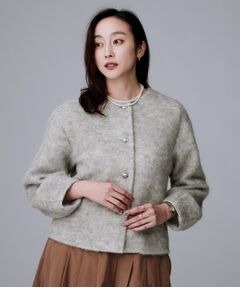 UNTITLED / アンタイトル カーディガン・ボレロ | 【ジャケット風/メタルボタン】アルパカ混シャギーカーディガン