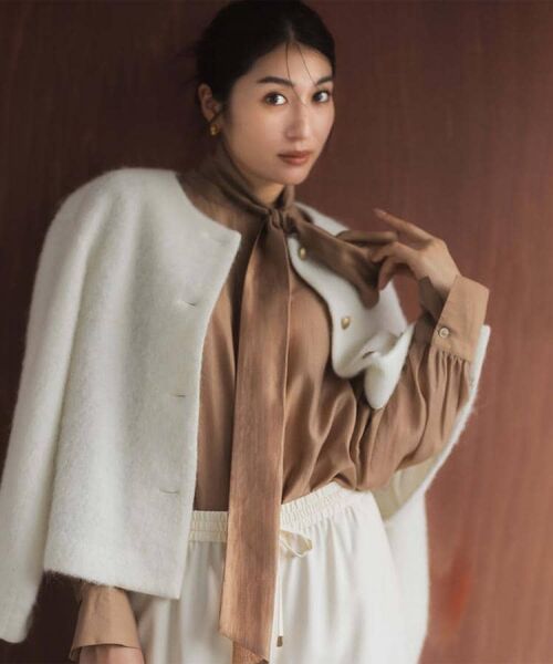 UNTITLED / アンタイトル カーディガン・ボレロ | 【ジャケット風/メタルボタン】アルパカ混シャギーカーディガン | 詳細2