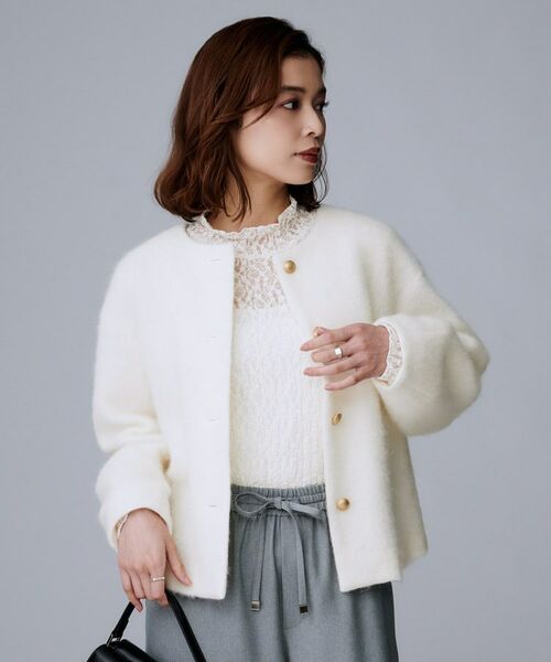 UNTITLED / アンタイトル カーディガン・ボレロ | 【ジャケット風/メタルボタン】アルパカ混シャギーカーディガン | 詳細4