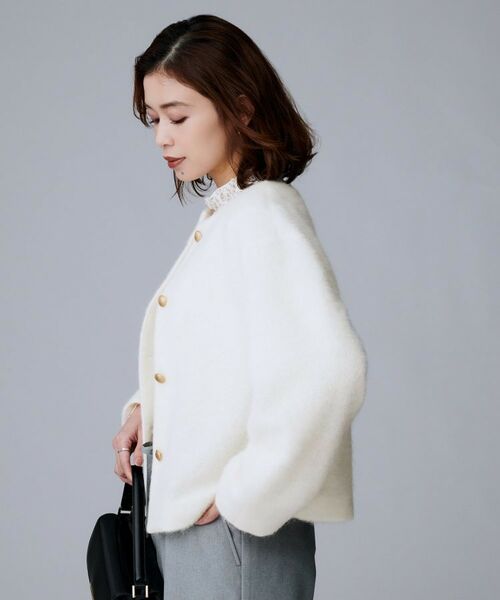 UNTITLED / アンタイトル カーディガン・ボレロ | 【ジャケット風/メタルボタン】アルパカ混シャギーカーディガン | 詳細5