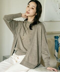 UNTITLED / アンタイトル カーディガン・ボレロ | 【アンサンブル可/オフィス/ボタンなし】シルクウールカシミヤ 着流しカーディガン