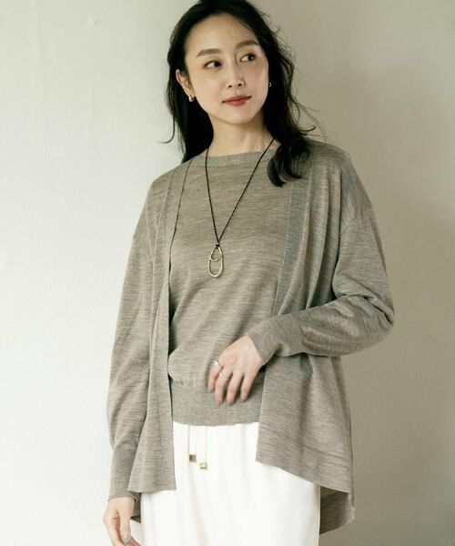 UNTITLED / アンタイトル カーディガン・ボレロ | 【アンサンブル可/オフィス/ボタンなし】シルクウールカシミヤ 着流しカーディガン | 詳細14