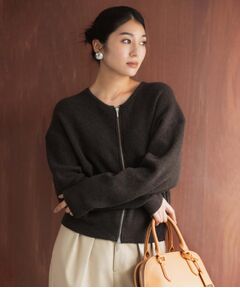 UNTITLED / アンタイトル カーディガン・ボレロ | 【ゆったりサイズ/着丈短め】ジップニットカーディガン