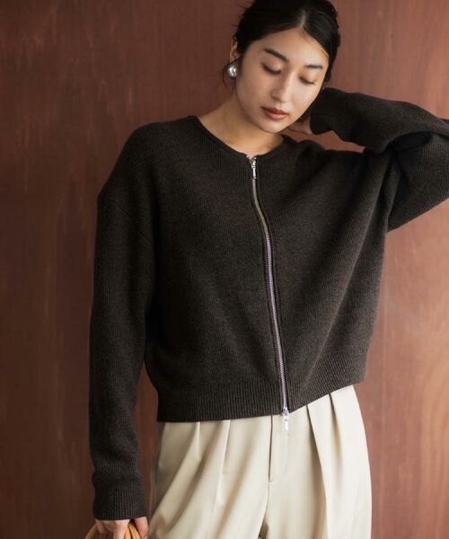 UNTITLED / アンタイトル カーディガン・ボレロ | 【ゆったりサイズ/着丈短め】ジップニットカーディガン | 詳細10