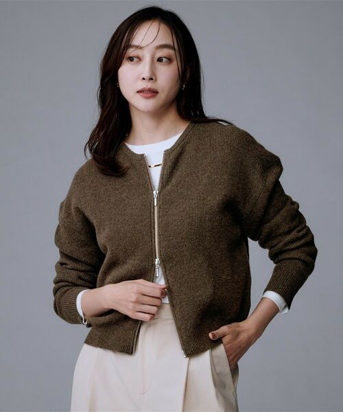 UNTITLED / アンタイトル カーディガン・ボレロ | 【ゆったりサイズ/着丈短め】ジップニットカーディガン | 詳細11