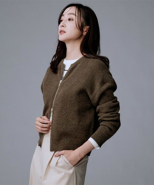 UNTITLED / アンタイトル カーディガン・ボレロ | 【ゆったりサイズ/着丈短め】ジップニットカーディガン | 詳細12
