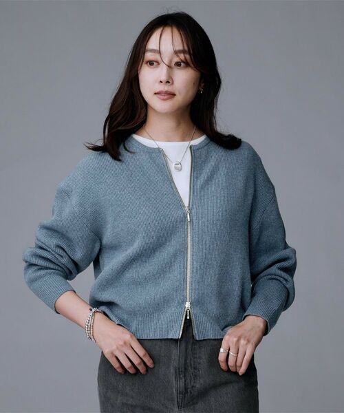 UNTITLED / アンタイトル カーディガン・ボレロ | 【ゆったりサイズ/着丈短め】ジップニットカーディガン | 詳細16