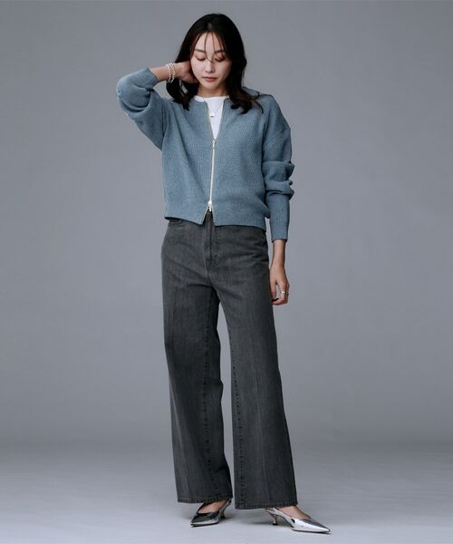 UNTITLED / アンタイトル カーディガン・ボレロ | 【ゆったりサイズ/着丈短め】ジップニットカーディガン | 詳細18