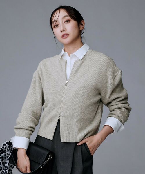 UNTITLED / アンタイトル カーディガン・ボレロ | 【ゆったりサイズ/着丈短め】ジップニットカーディガン | 詳細2