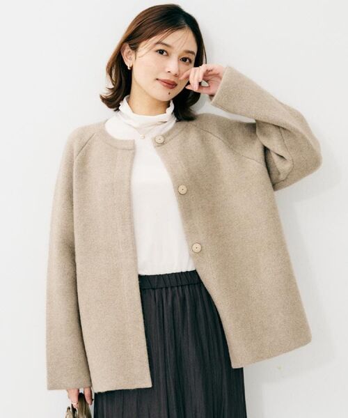 UNTITLED/アンタイトル 【軽アウター/ミドル丈】ウールニットコーディガン モカブラウン(042) 48(5L) UNTITLED/アンタイトル 【軽アウター/ミドル丈】ウールニットコーディガン モカブラウン(042) 48(5L)