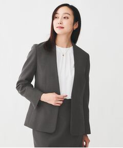 UNTITLED / アンタイトル ノーカラージャケット | 【通勤スーツ/オフィス】ドライメランジ カラーレスジャケット