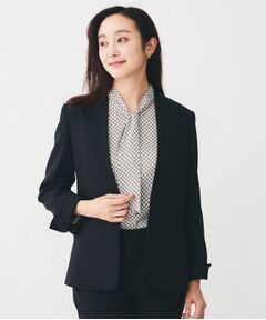 UNTITLED / アンタイトル ノーカラージャケット | 【通勤スーツ/オフィス】ドライメランジ カラーレスジャケット