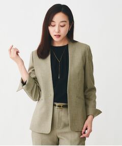 UNTITLED / アンタイトル ノーカラージャケット | 【通勤スーツ/オフィス】ドライメランジ カラーレスジャケット