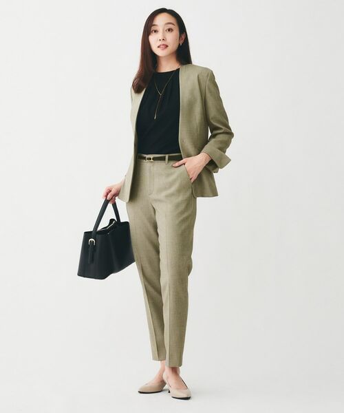 UNTITLED / アンタイトル ノーカラージャケット | 【通勤スーツ/オフィス】ドライメランジ カラーレスジャケット | 詳細10