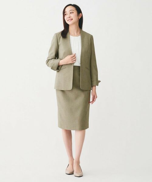 UNTITLED / アンタイトル ノーカラージャケット | 【通勤スーツ/オフィス】ドライメランジ カラーレスジャケット | 詳細11