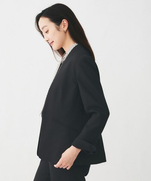 UNTITLED / アンタイトル ノーカラージャケット | 【通勤スーツ/オフィス】ドライメランジ カラーレスジャケット | 詳細15