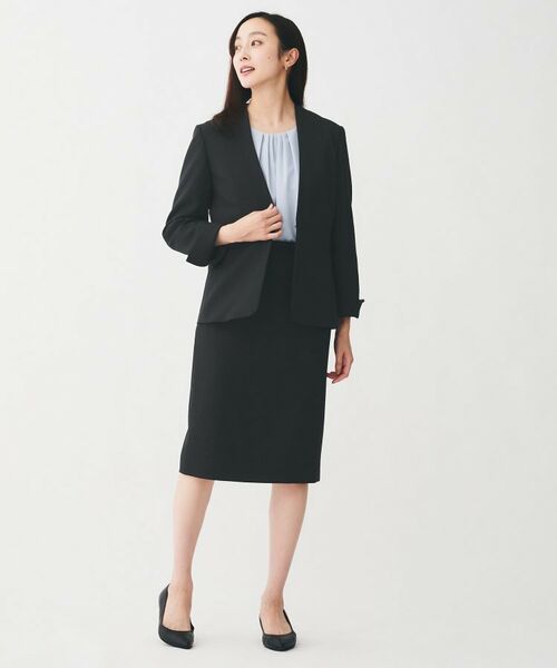 UNTITLED / アンタイトル ノーカラージャケット | 【通勤スーツ/オフィス】ドライメランジ カラーレスジャケット | 詳細17