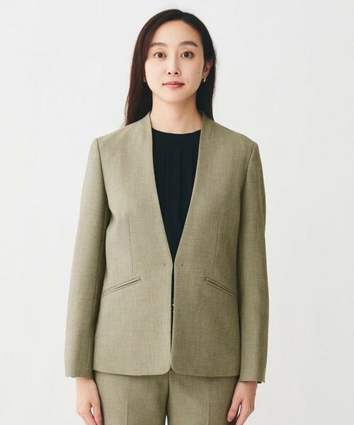 UNTITLED / アンタイトル ノーカラージャケット | 【通勤スーツ/オフィス】ドライメランジ カラーレスジャケット | 詳細20