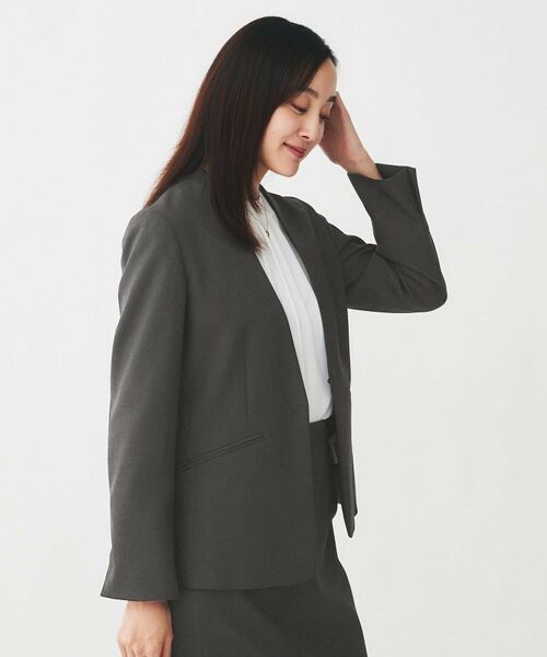 UNTITLED / アンタイトル ノーカラージャケット | 【通勤スーツ/オフィス】ドライメランジ カラーレスジャケット | 詳細3