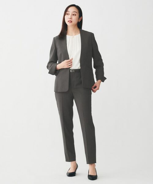 UNTITLED / アンタイトル ノーカラージャケット | 【通勤スーツ/オフィス】ドライメランジ カラーレスジャケット | 詳細5