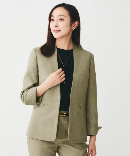 UNTITLED / アンタイトル ノーカラージャケット | 【通勤スーツ/オフィス】ドライメランジ カラーレスジャケット | 詳細8