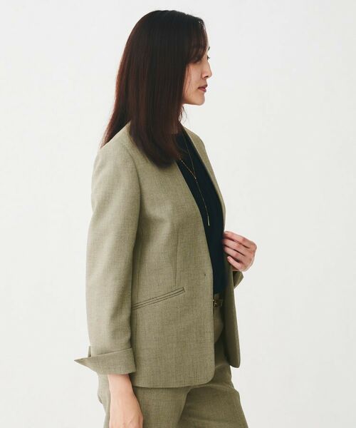 UNTITLED / アンタイトル ノーカラージャケット | 【通勤スーツ/オフィス】ドライメランジ カラーレスジャケット | 詳細9