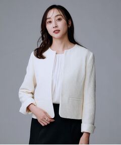 UNTITLED / アンタイトル ノーカラージャケット | 【セットアップ可/通勤スーツ/セレモニー】ツイードジャケット