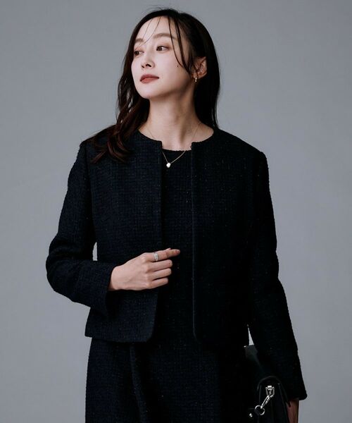083 アンタイトル UNTITLED ツイード ジャケット アウター コート きれいめカジュアル/通勤/入卒】ファンシーツイード ジャケット