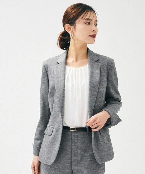 UNTITLED/アンタイトル 【洗えるスーツ/ストレッチ】ウール混ジャージ テーラードジャケット チャコールグレー(013) 42(2L) UNTITLED/アンタイトル 【洗えるスーツ/ストレッチ】ウール混ジャージ テーラードジャケット チャコールグレー(013) 42(2L)
