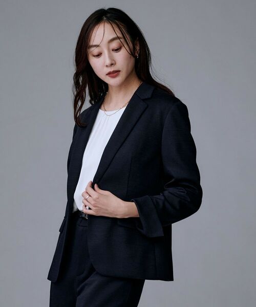 UNTITLED/アンタイトル 【洗えるスーツ/ストレッチ】ウール混ジャージ テーラードジャケット ネイビー(094) 50(6L) UNTITLED/アンタイトル 【洗えるスーツ/ストレッチ】ウール混ジャージ テーラードジャケット ネイビー(094) 50(6L)