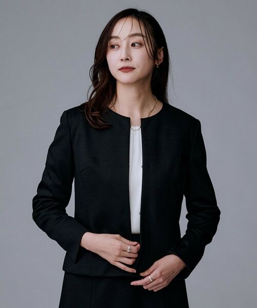 UNTITLED / アンタイトル ノーカラージャケット | 【洗えるスーツ／ストレッチ】ウール混ジャージ ノーカラージャケット | 詳細2