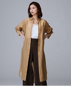 UNTITLED / アンタイトル ロング・マキシ丈ワンピース | 【レイヤード/重ね着/前開きボタン】シアーロングシャツ