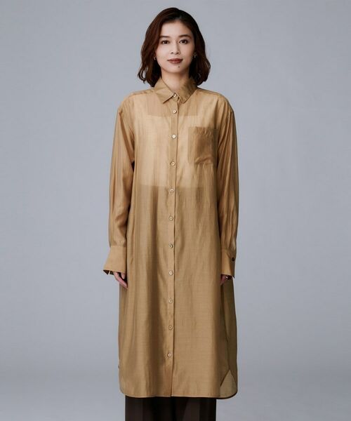 UNTITLED / アンタイトル ロング・マキシ丈ワンピース | 【レイヤード/重ね着/前開きボタン】シアーロングシャツ | 詳細10