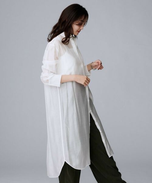UNTITLED / アンタイトル ロング・マキシ丈ワンピース | 【レイヤード/重ね着/前開きボタン】シアーロングシャツ | 詳細3