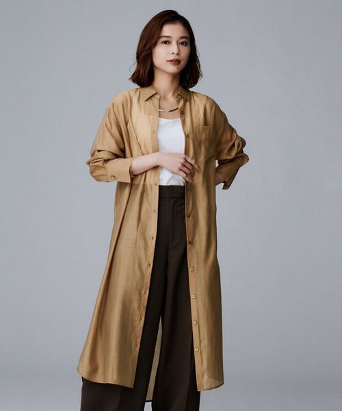 UNTITLED / アンタイトル ロング・マキシ丈ワンピース | 【レイヤード/重ね着/前開きボタン】シアーロングシャツ | 詳細6