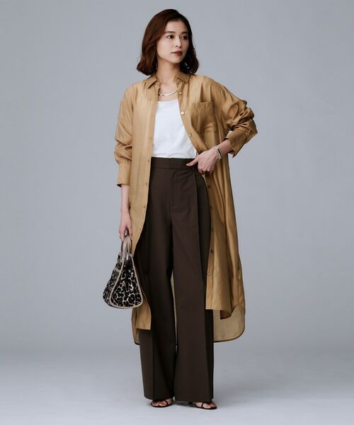 UNTITLED / アンタイトル ロング・マキシ丈ワンピース | 【レイヤード/重ね着/前開きボタン】シアーロングシャツ | 詳細8