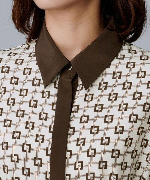 UNTITLED / アンタイトル ロング・マキシ丈ワンピース | 【ウエストリボン/前開きボタン/レトロモダン】チェーン柄フレアワンピース | 詳細18