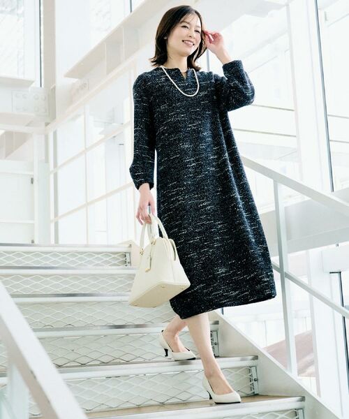 UNTITLED / アンタイトル ロング・マキシ丈ワンピース | 【洗える/ストレッチ】ツイードジャージワンピース | 詳細7