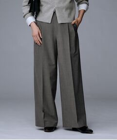 UNTITLED / アンタイトル パンツ | 【洗える/ウエスト後ろゴム】ウール混　タックワイドパンツ